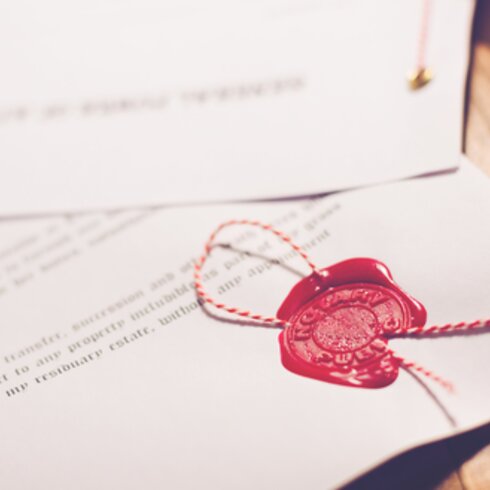 Will and testament with wax seal